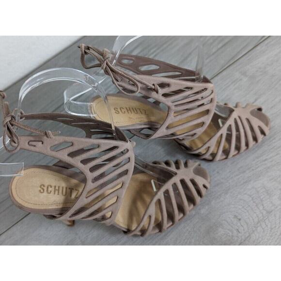 Schutz Womens Made in Brazil Nude Cut Out Ankle Wrap Stiletto Heels sz 6 - Picture 9 of 11